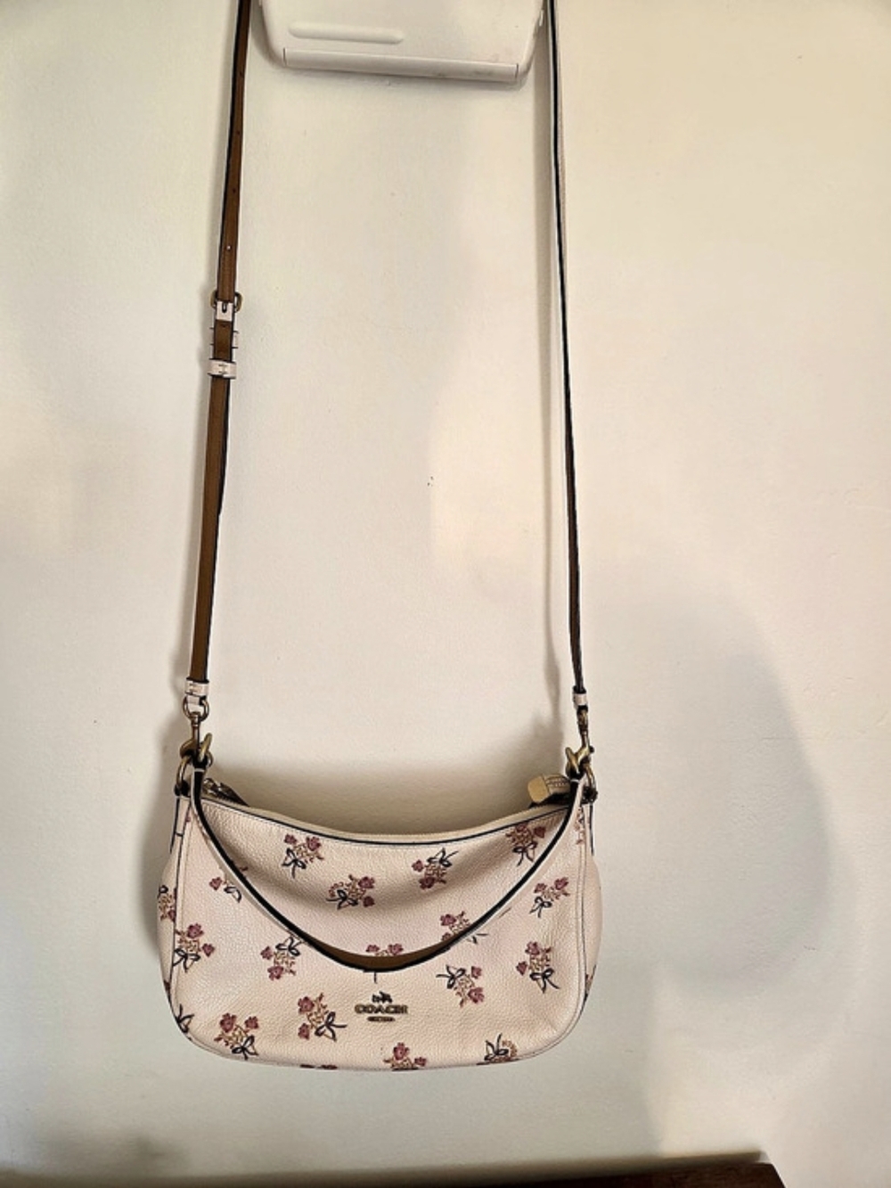 Coach Chelsea Floral Bow Crossbody in Cream & Pink